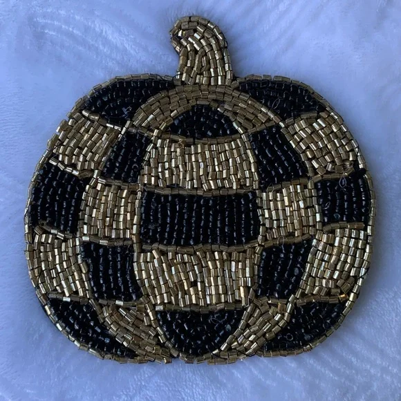 SALE - Rachel Zoe beaded pumpkin coasters - Picture 3 of 4